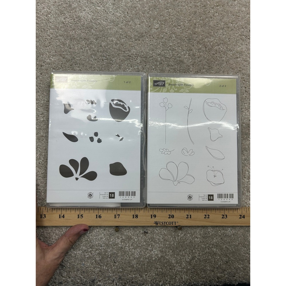Stampin Up Awash With Flowers 120549 Clear Mount Rubber Stamp Set Floral 18pc